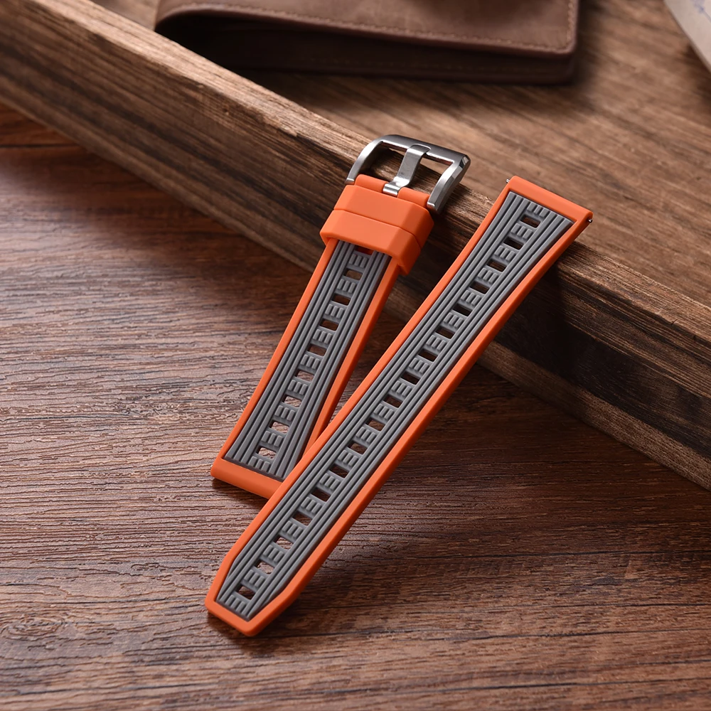 20mm 22mm dégagement rapide double couleur gazeux Silicone bracelet de montre Sport Silicone caoutchouc étanche plongée bracelet de montre pour hommes femmes