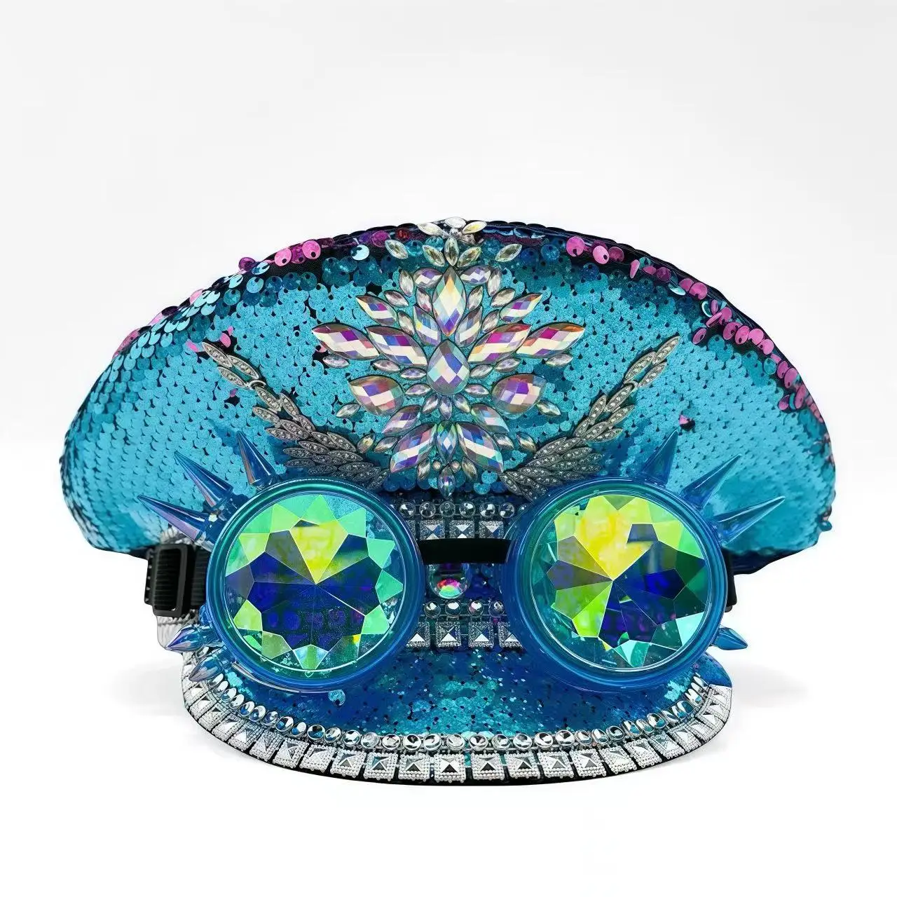 Steampunk Festival Captain Hat Rhinestone Goggles Unisex Adult Sequin Anime Accessories Music Festival Cosplay Cap