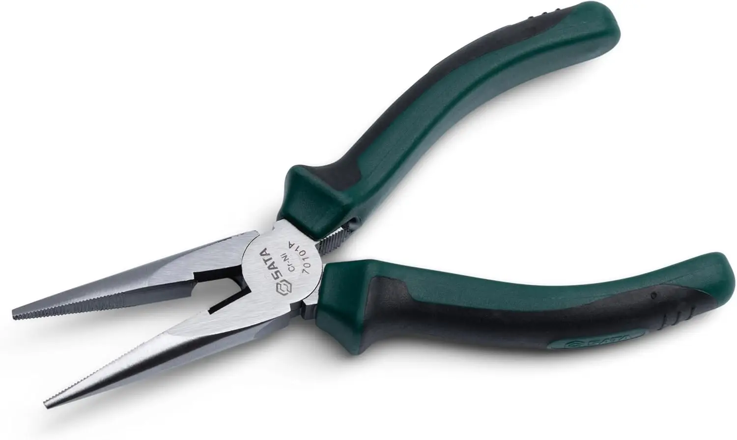 6-Inch Long Needle-Nose Side Cutting Pliers with Nickel-Chrome Steel Body and Green Anti-Slip Handles - ST70101AST