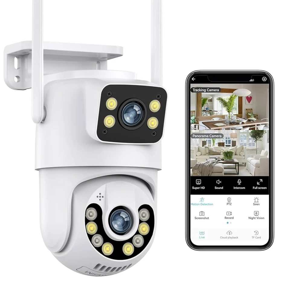 3mp-wi-fiセキュリティカメラ、動体検知、音声アラーム、夜間視覚、icsee接続、24時間監視機能付き
