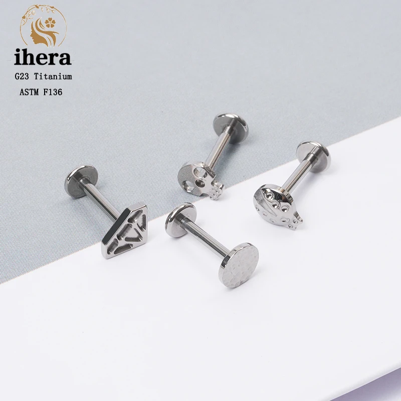 G23 Titanium Punk Skull Piercing Stud Earrings ASTM F136 16G Women and Men Ear Cartilage Tragus Helix Conch Piercing Jewelry