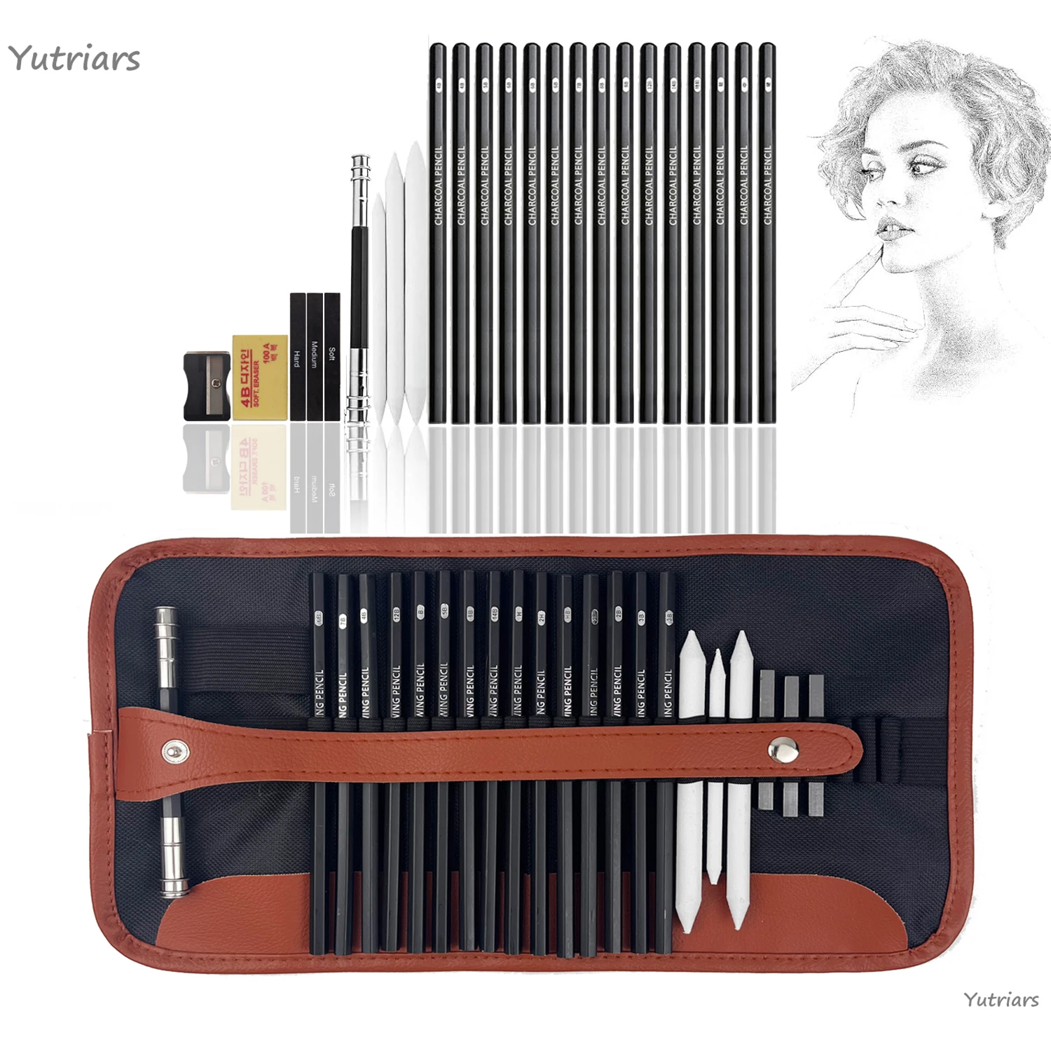 

Набор для рисования из 25 предметов: карандаши для скетчинга, художественные принадлежности, угольные карандаши, ластик, чехол-сумка на молнии из холщовой ткани