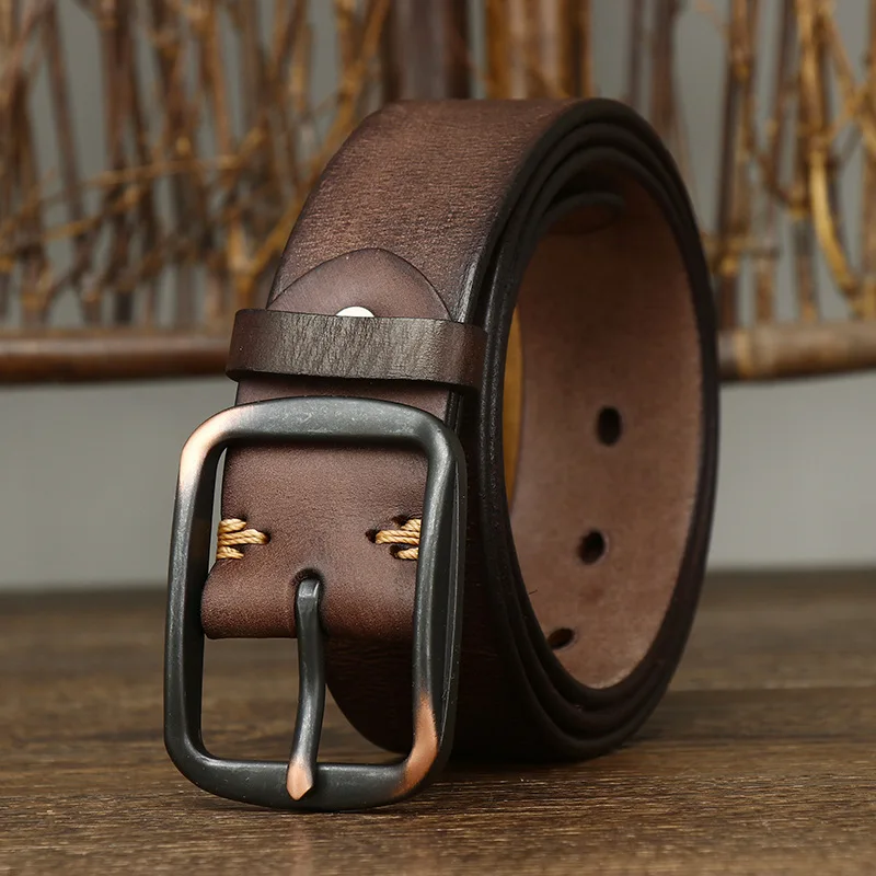 

3.8 CM High Quality Men's Genuine Leather Pure Cowskin Designer Belts Luxury Strap Male Jeans Belts for Men Fashion Pin Buckle