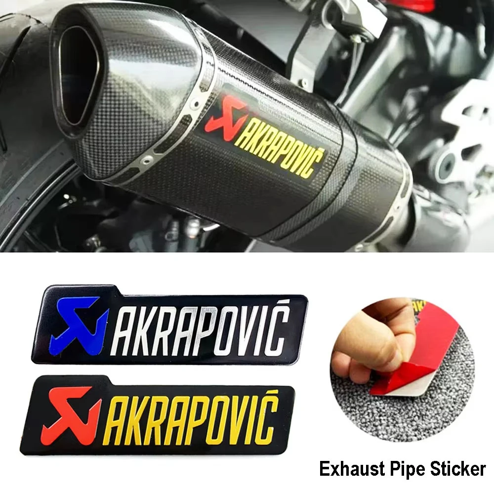Motorcycle Exhaust Pipe Stickers Modification Akrapovic Exhaust Pipe Stickers Metal Aluminum Label Decals Racing Decoration