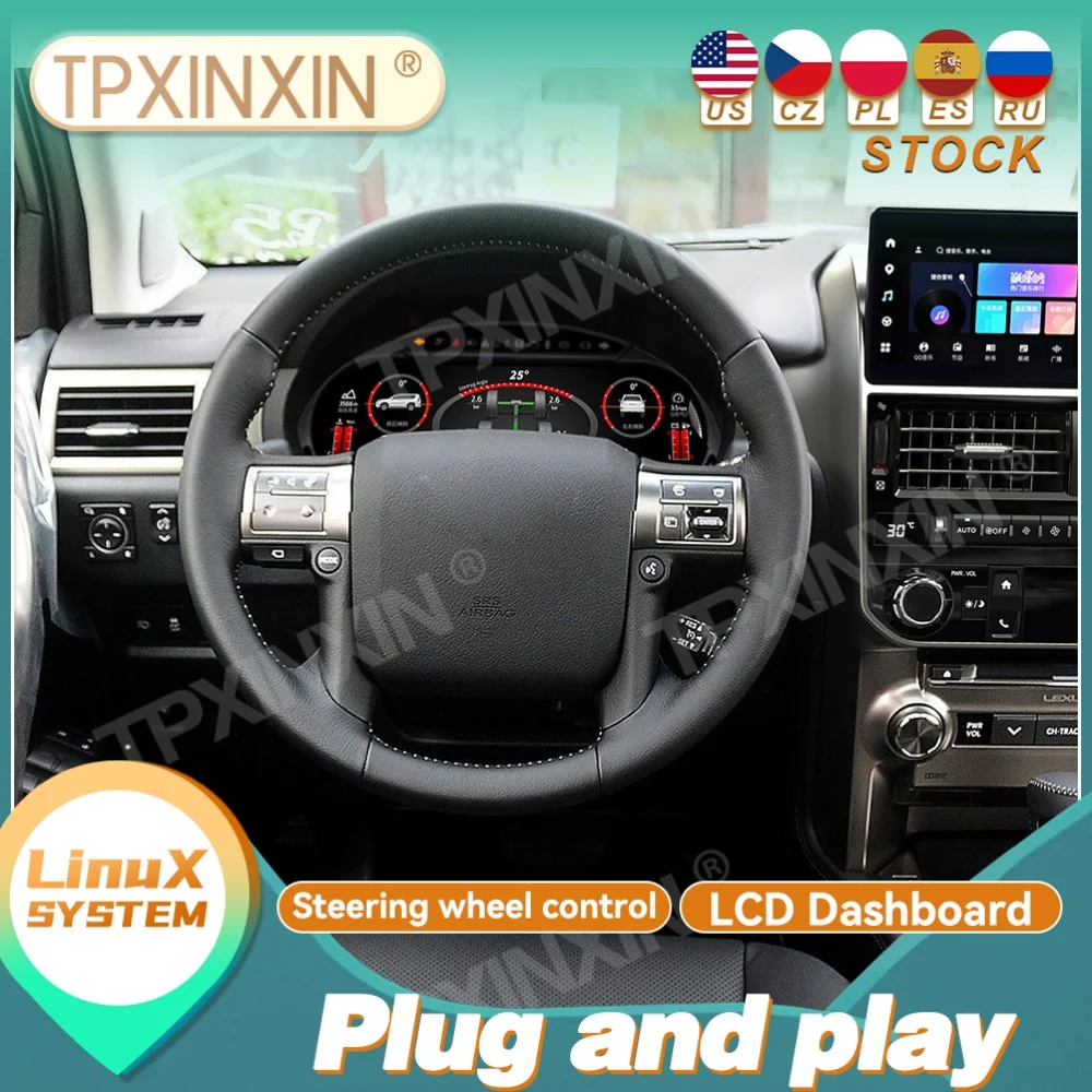 2025 Update For Lexus GX460 2010~2021 Virtual Cockpit Digital Cluster Car Odometer Screen Dashboard LCD Speed Meter Car Radio