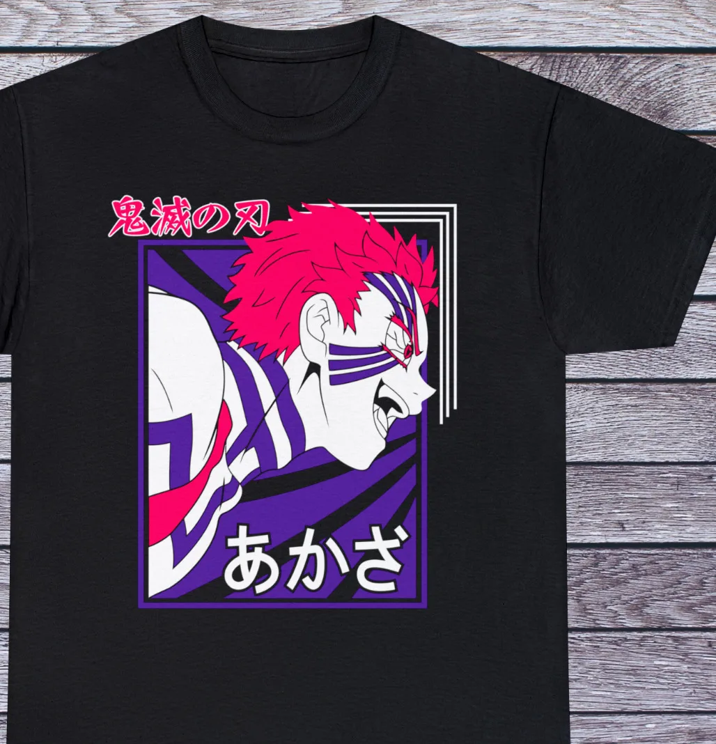 

Akaza Crescent Moon Demon Slayer Shirt KNY Manga Tee Anime Clothing Japanese