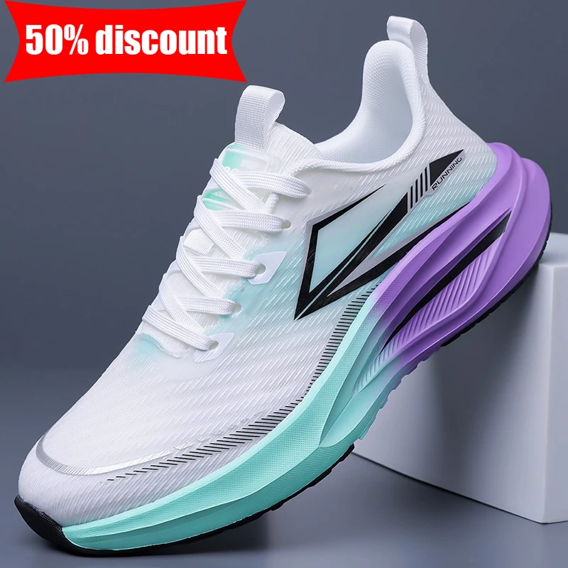 

Mens Running Shoes Summer Mesh Breathable Professional Training Sports Shoes Elastic Anti Slip Lace Up Daily Youth Fitness Shoes