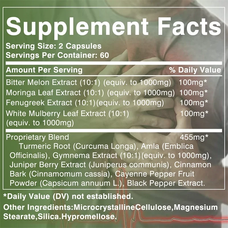 Blood Sugar Support - Promotes Blood Sugar Metabolism, Maintains Normal Blood Sugar Levels, Enhance Immunity, Non-GMO