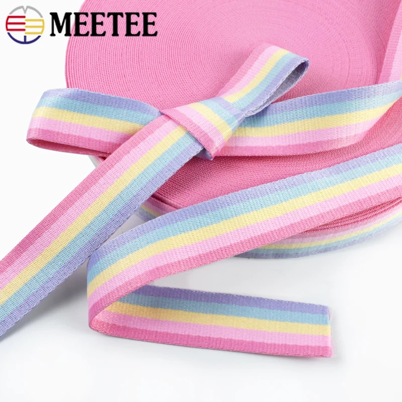 

5/10M 25/32mm Rainbow Webbing Strap Decorative Braid Ribbons Belt Sling Pet Collar Bag Bias Binding Band DIY Sewing Accessories