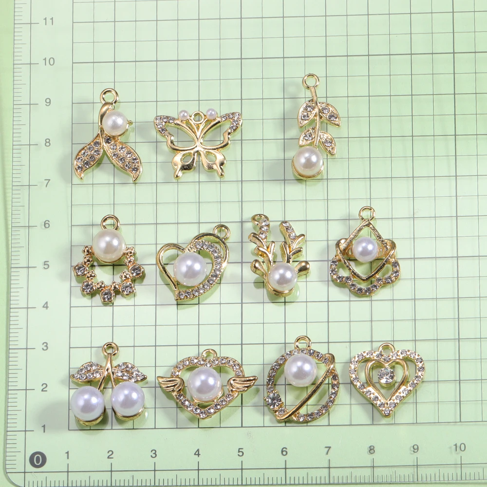 10Pcs Mixed Lovely Heart Charms Pearl Butterfly Charms for Earrings Bracelet Necklace Pendant DIY Jewelry Accessories Wholesale