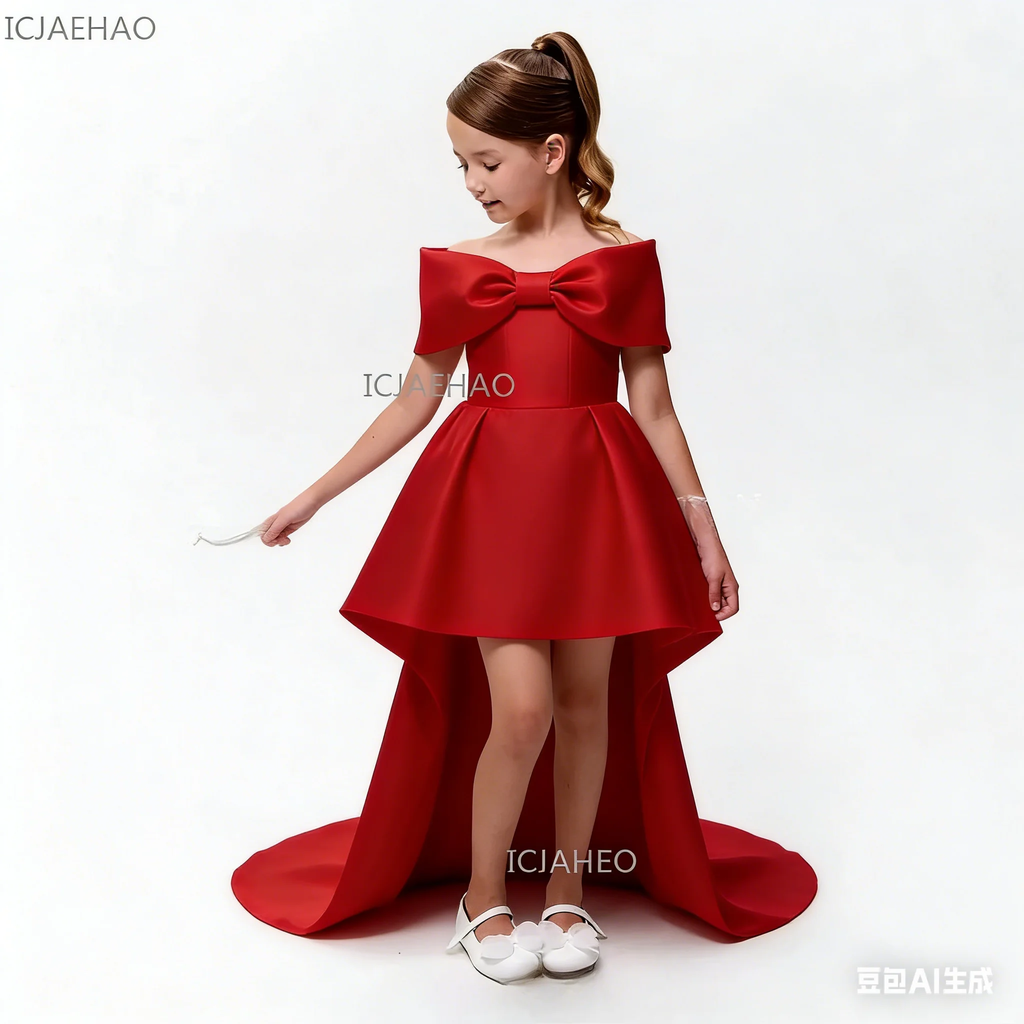 Girls Off Shoulder Princess Dress Birthday PartyFlower Girl Host Gown Performance Formal Evening Celebration New Year Costume