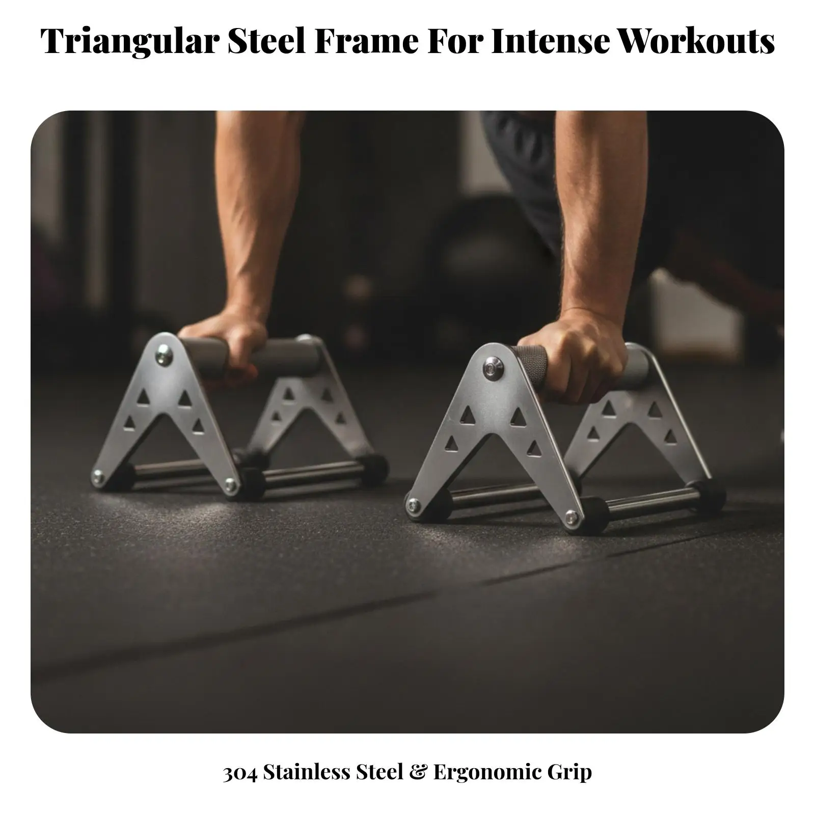 Press-up Stands with Knurled Handles | Low-Profile, Stable, Steel press-up Stands with Anti-Slip Feet, for Home Gym
