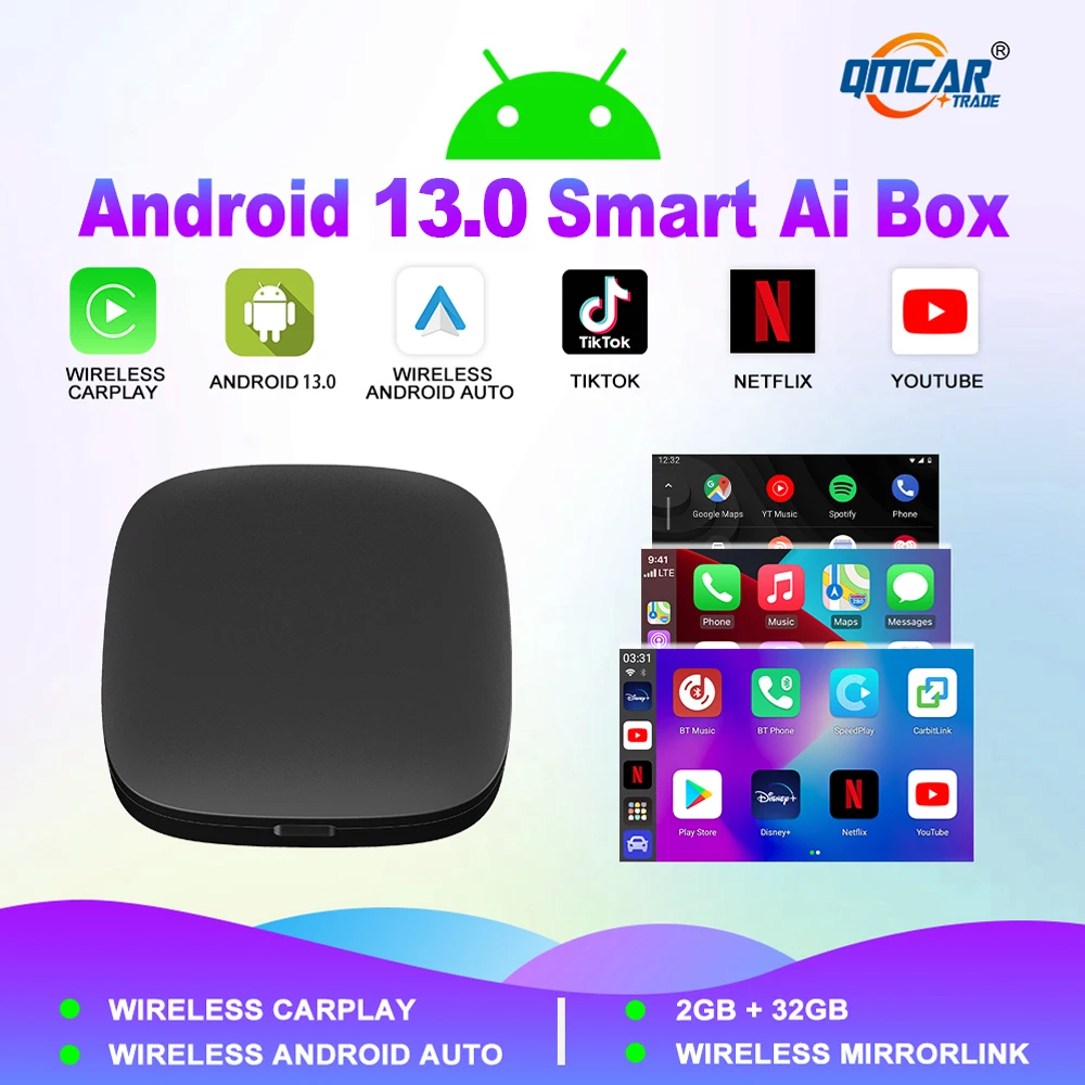 Carplay Ai Box Android 13 Wireless CarPlay Android Auto For Honda Jeep Kia Maxus Mazda MG Porsche Toyota VW Volvo Audi Buick MG