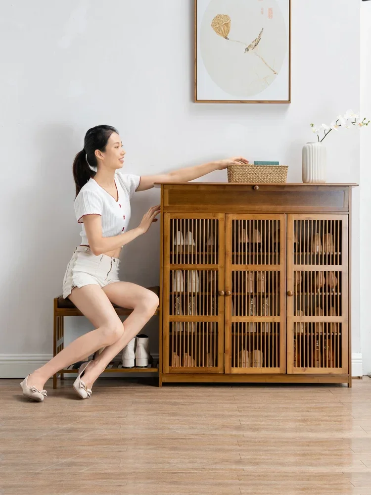 

high-quality Household Bamboo Shoe Cabinet Indoor Hallway Shoe Rack Large Capacity Corridor Multi-layer Shoe Organizers Home