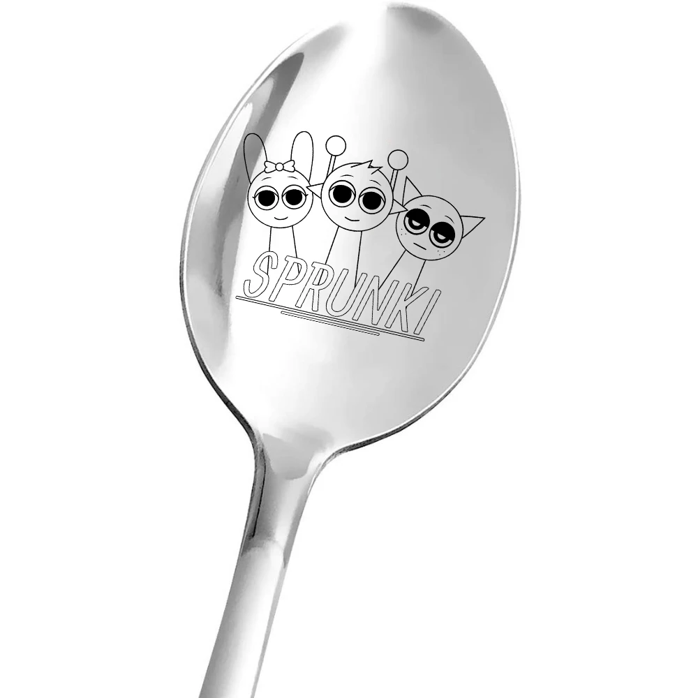 

Sprunki Stainless Steel Spoon Kids Cartoon Cute Tablespoon Boy Girl Anime Soupspoon Fashion Coffee Mixing Spoons Tableware Gifts