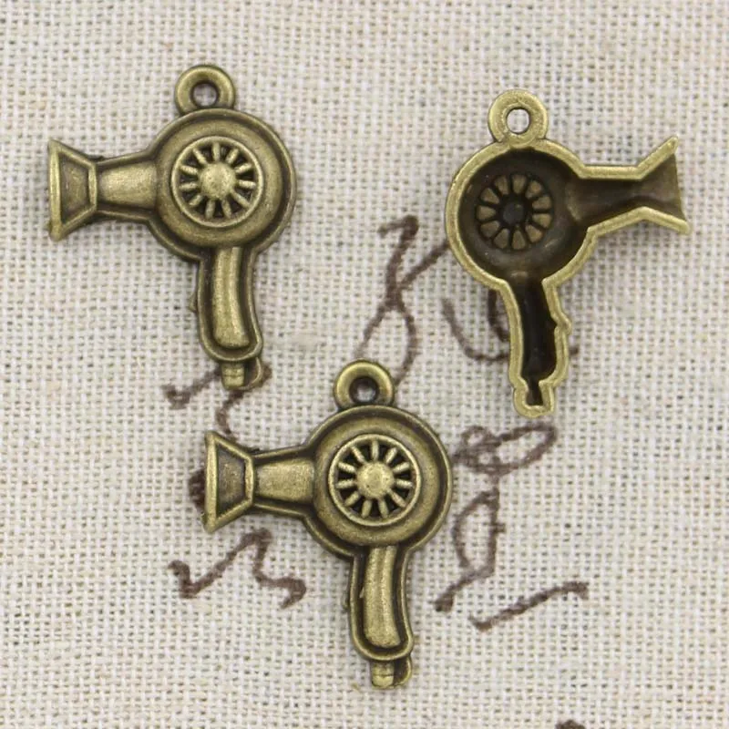 15pcs Charms Hair Dryer Blow 26x20mm Antique Bronze Silver Color Pendants DIYCrafts Making Findings Handmade Tibetan Jewelry