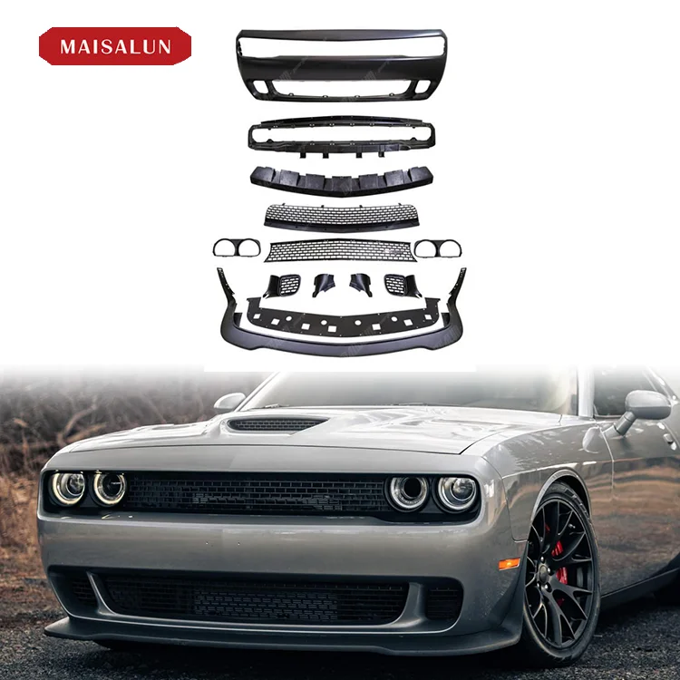 

MAISALUN PP Material Body Kit for Challenger Upgrade to Hell Cat Style Front Bumper with Front Lip Grill Car Parts