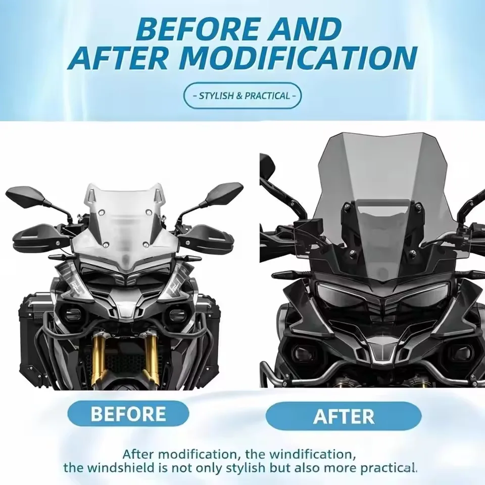For VOGE DS 525 X DS 625 X Modification Windshield DS525X DS625X Motorcycle Dedicated Front Windshield Raised And Widened