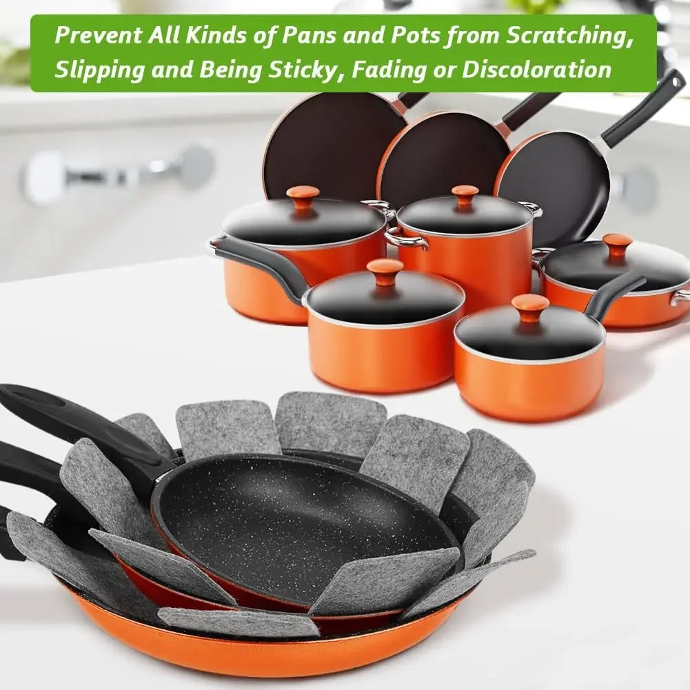 

Pot and Pan Protectors 12Pcs Pot Dividers Pad Non-woven 3 Sizes Pans Separator Pads for Protecting Separators Pads Cookware