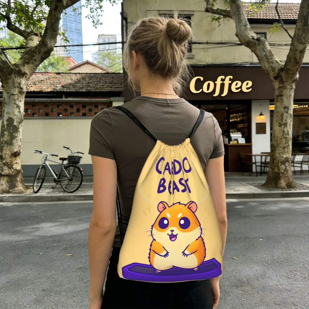 Cardio Beast Hamster Workout Sticker Backpacks Multi-function Drawstring Bundle Pocket Sundries Bag Book Bags Man Woman School
