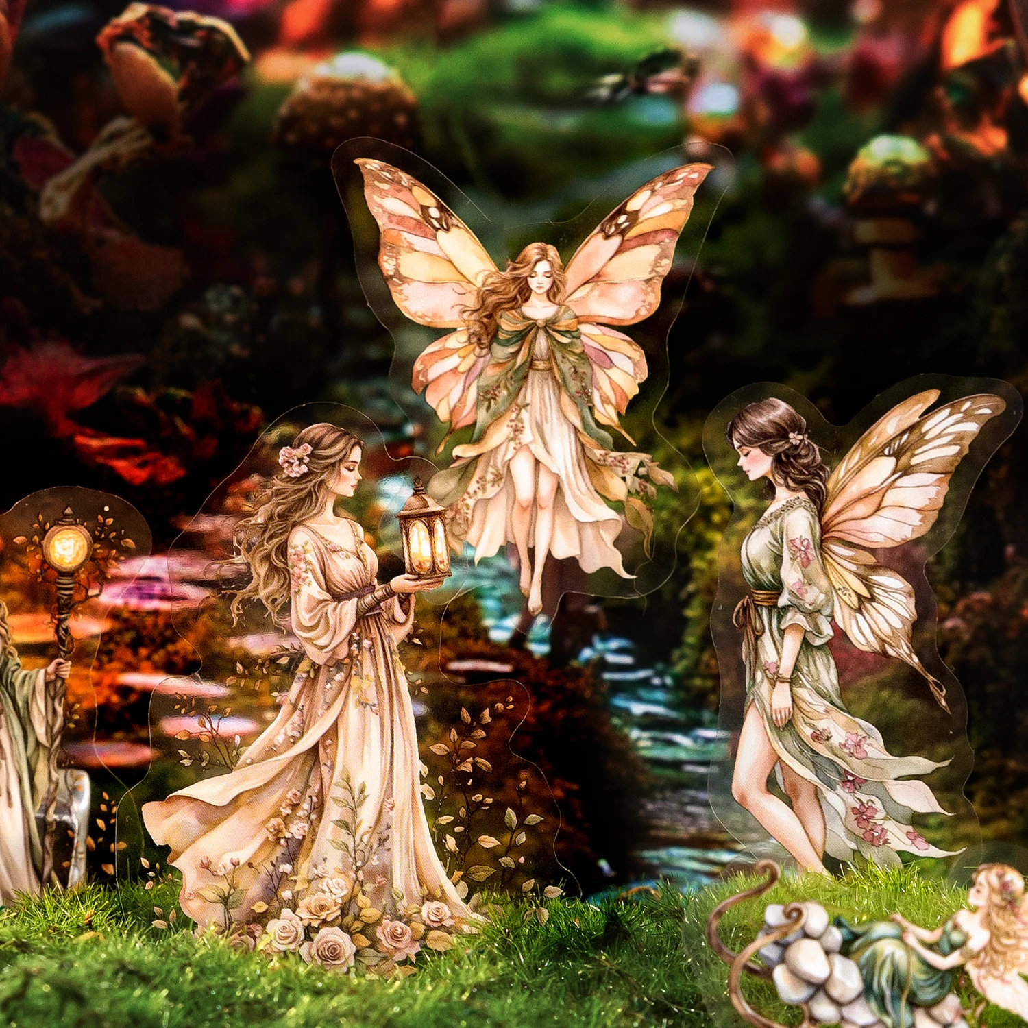 

40pcs Kawaii Flower Fairy PET Stickers Creative Collage DIY Handmade Scrapbook Material Aesthetic Stationery Stickers