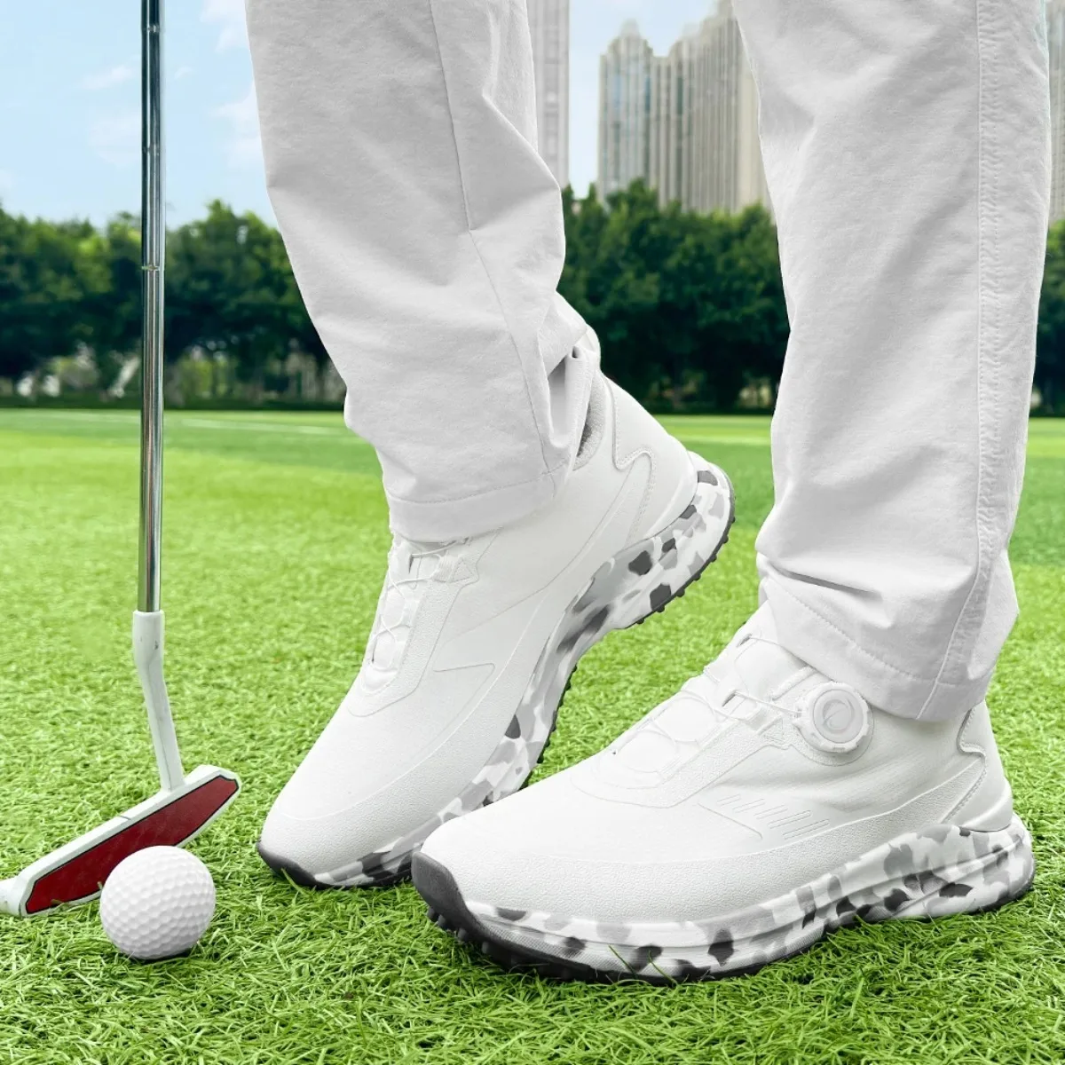 

Мужские кроссовки для гольфа с быстрой застежкой, дышащие сетчатые кроссовки для гольфа без шипов, кроссовки для гольфа с камуфляжной подошвой больших размеров