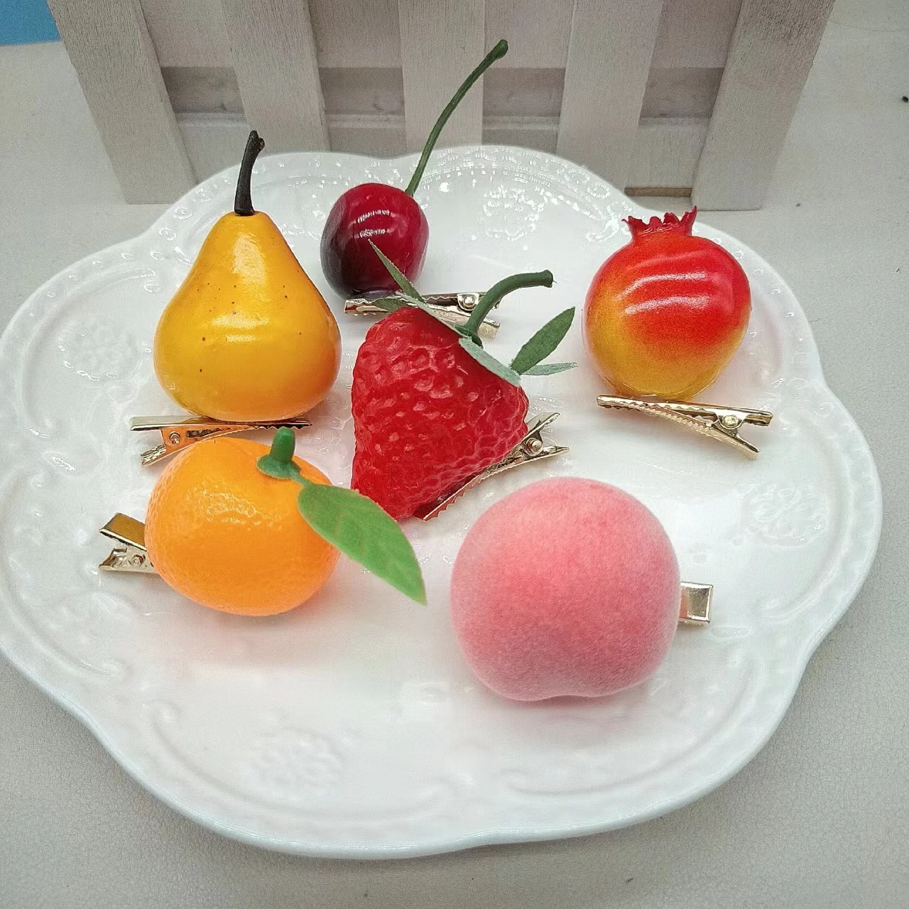 10/100Pc cute Artificial fruit hairpin 3D vegetables hair clip Birthday Party Favors gift Girls Reward back to school Goodie Bag