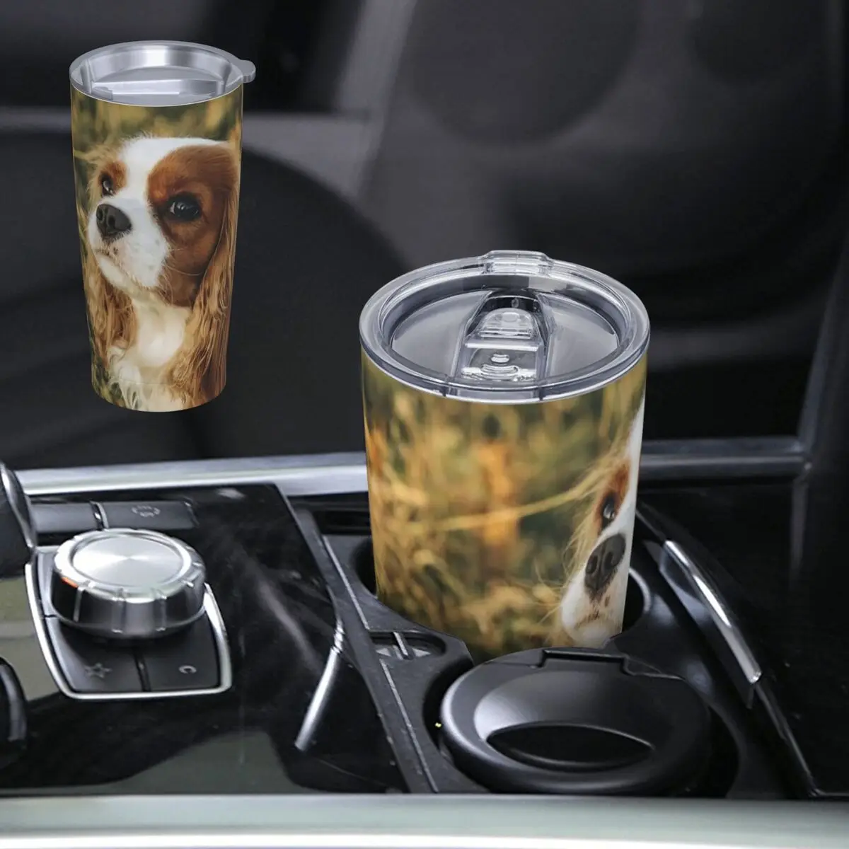 Custom Cavalier King Charles Spaniel Square Stainless Steel Tumbler Vacuum Insulated Mug Thermal Cold Bottle Straw With Lid 20oz