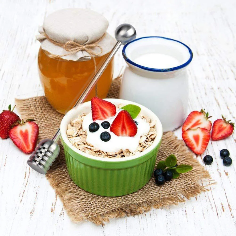 

2pcs Stainless Steel Honey Dipper Spoon For Syrup Viscous Liquids Rustproof Non-Deform Easy Clean Stirrer Kitchen Bar Tool Honey