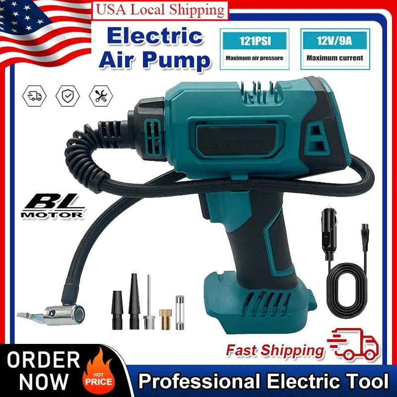 

Подходит для Makita 600 мм, беспроводной портативный электрический воздушный насос, 12 В, перезаряжаемый ручной воздушный компрессор для автомобилей, аккумулятор 18 В