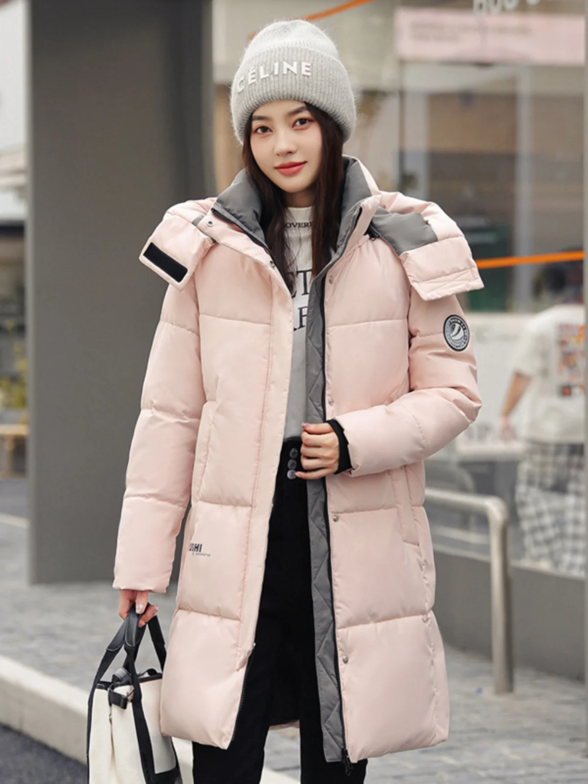 

Женское зимнее хлопковое пальто с капюшоном и пухом Jaet Bread Sle, теплое длинное пальто, корейская версия, новая мода, повседневная застежка-молния