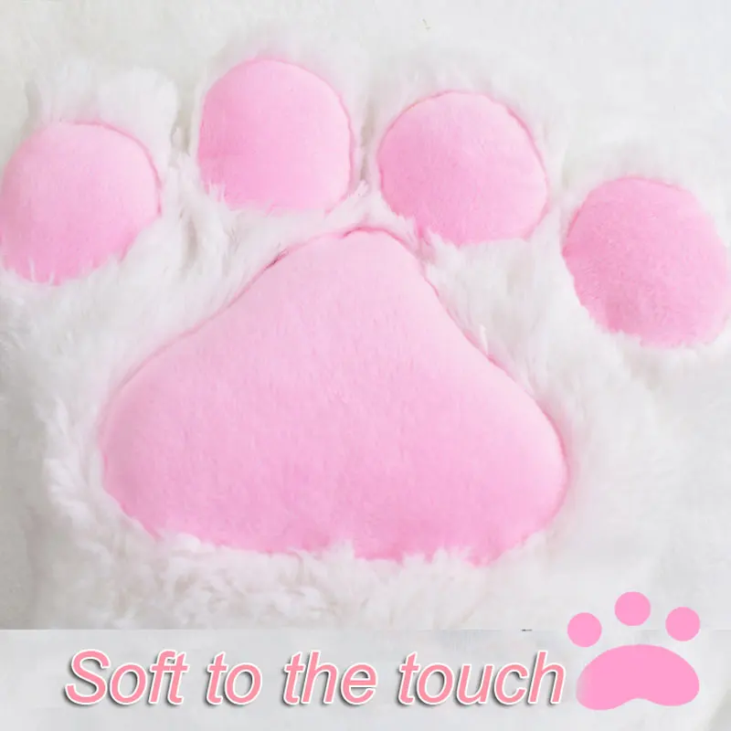 2PCS Role Play Lolita Gloves Cute Plush Women Halloween Cat Claw Paw Pads Gloves Japanese Fluffy Cosplay Girls Anime Accessories