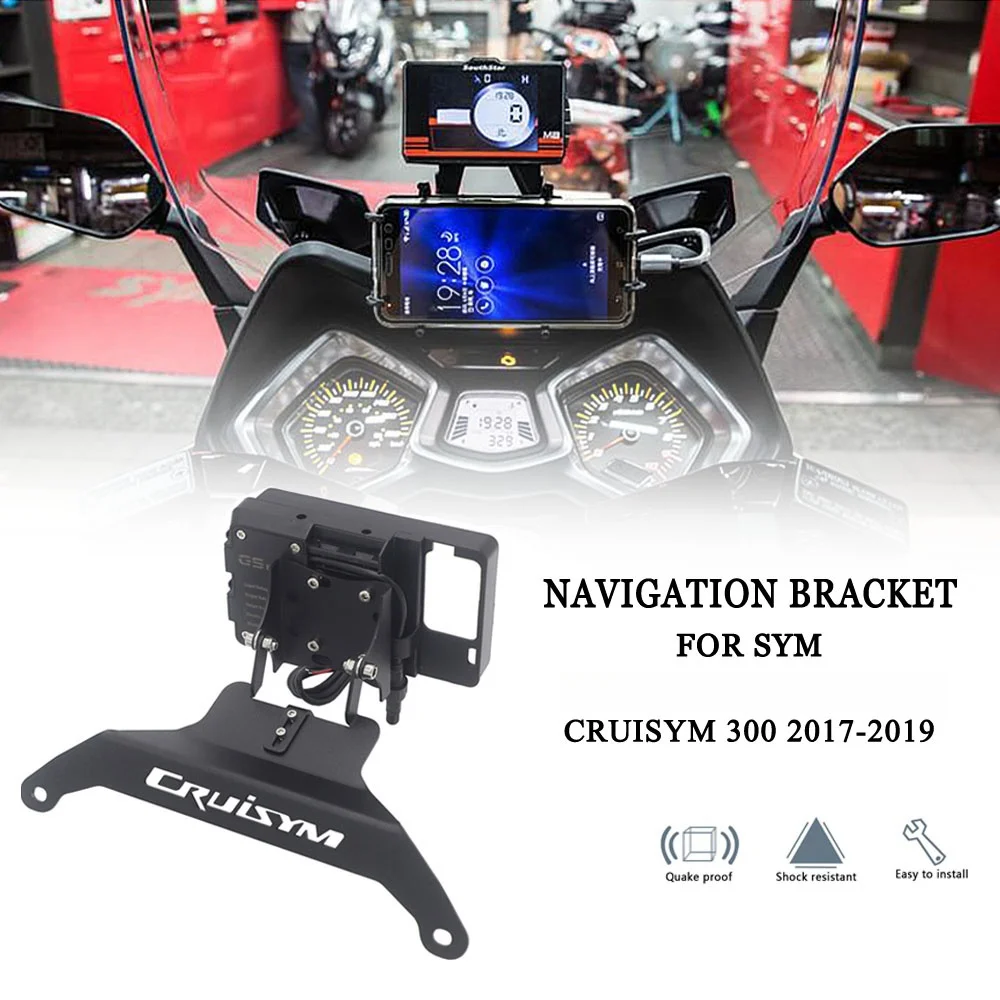 Motorcycle Accessories Mount Navigation Bracket GPS Smartphone Holder For SYM CRUISYM 300 Motorbike New Mobile Phone Stand