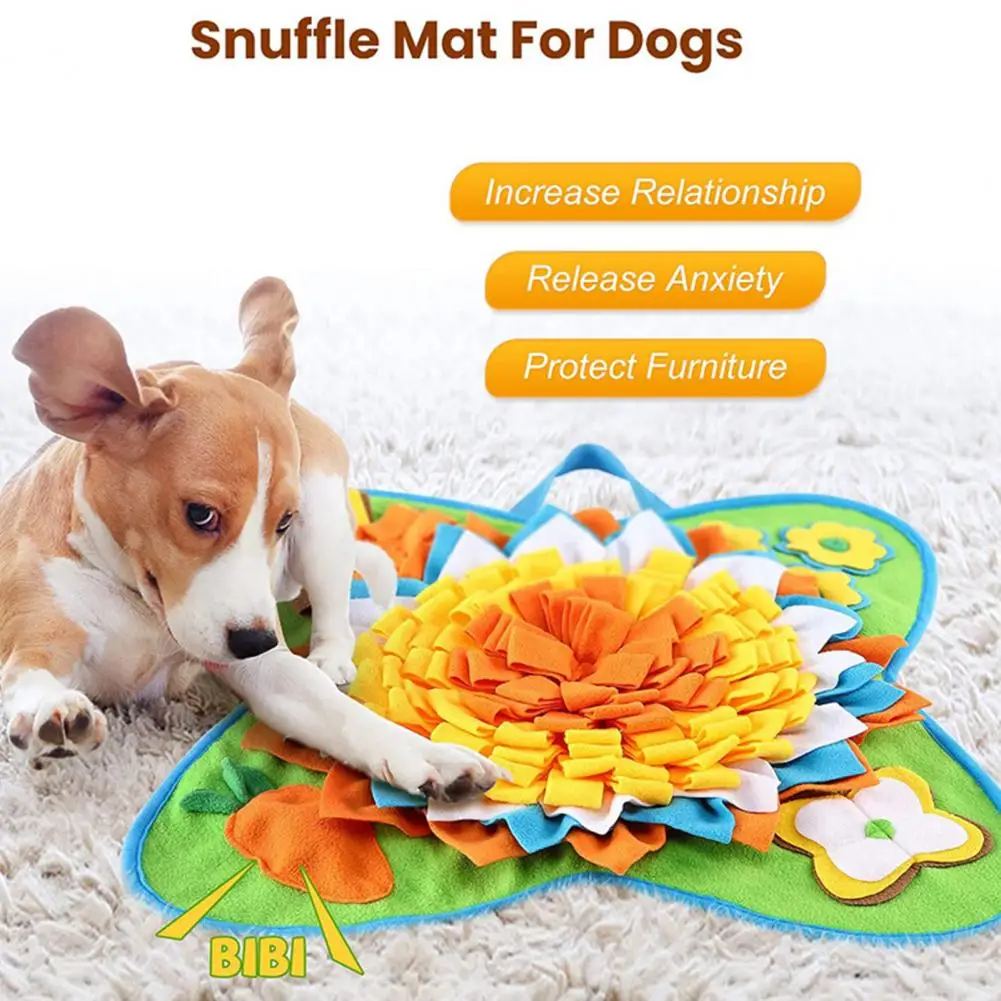 Dog Energy Consumption Mat Dog Puzzle Toy Sniffing Mat with Sunflower Shape for Mental Stimulation Slow Feeding for Boredom