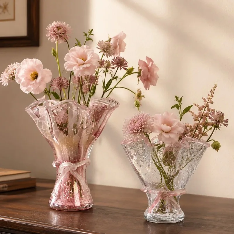 Glass Vase French High-end Living Room Flower Arrangement Desktop Ornament В Скандинавском Стиле تحف كبيره للمنزل Floreros Altos