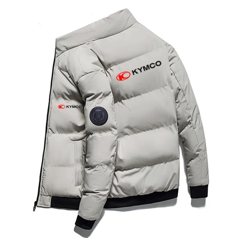 KYMCO-Casaco acolchoado térmico masculino, jaqueta puffer grossa, parkas quentes, blusão casual, moda coreana, gola de stand, inverno novo