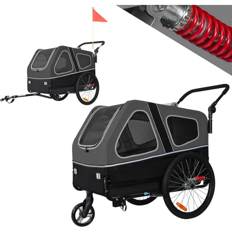 

2026 New： S-Line XL Pet Bike Trailer & Stroller Large Dogs Up to lbs, Folding Dog Cart with Shock-Absorbing Sus