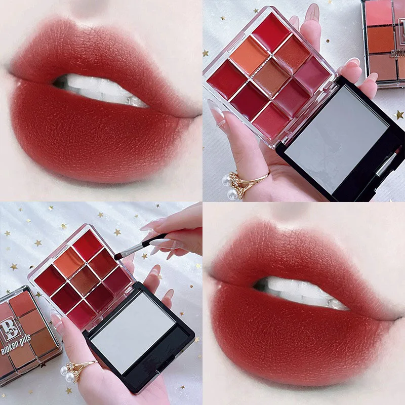 Lipstick & Lip Gloss Palette-9 Pigmented Shades,Matte  Finishes,Blendable Formula,Long-Lasting,Custom Color Mixing,Portable Make
