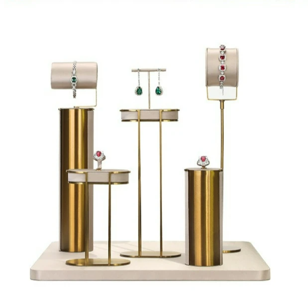 Jewelry Display Rack Khaki Silk Cloth Jewelry Window Ring Necklace Bracelet Jewelry Display Rack