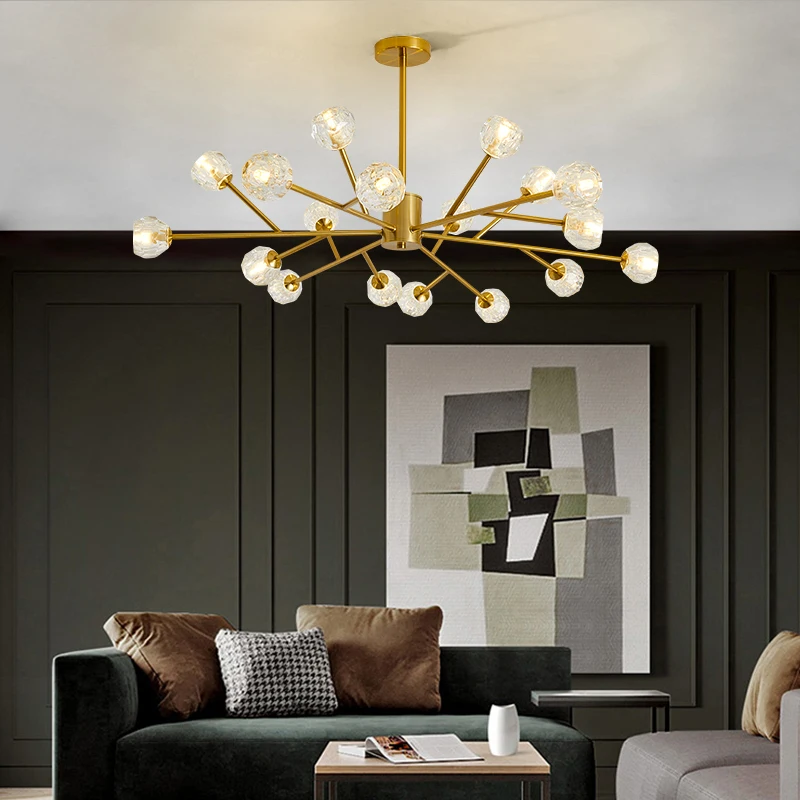 Nordic Magic Beans Living Room Chandeliers Post-modern Dining Bedroom Creative Atmosphere Luxury Golden Crystal Molecule Lamp