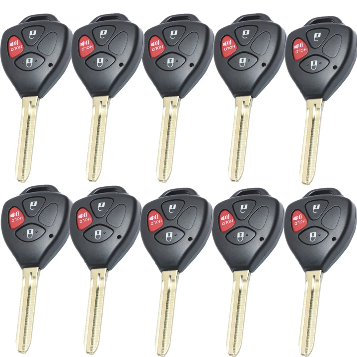 

WFMJ 10Pcs For Toyota Camry Avalon Corolla Matrix RAV4 Yaris Venza tC/xA/xB/xC 3 Buttons Car Remote Key Case Cover Key Shell