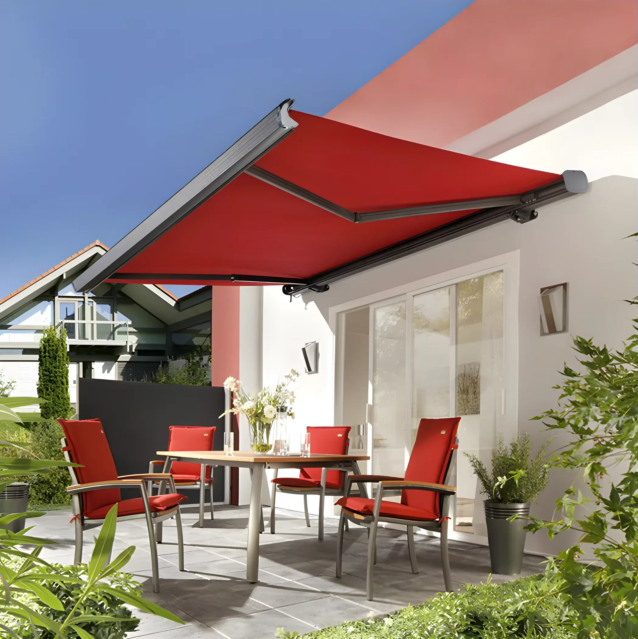 Customizable Heavy-Duty LED Lighting Full Box Sunshade Classic Style Outdoor Garden Courtyard Awnings Umbrella