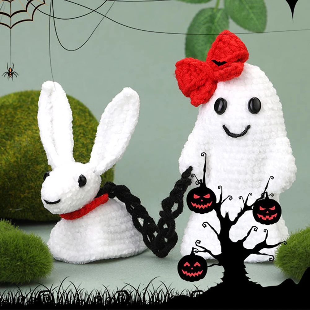 Knitted Ghosts Doll Ornament Funny Adorable Hand-made Woolen Doll For Adults Kids