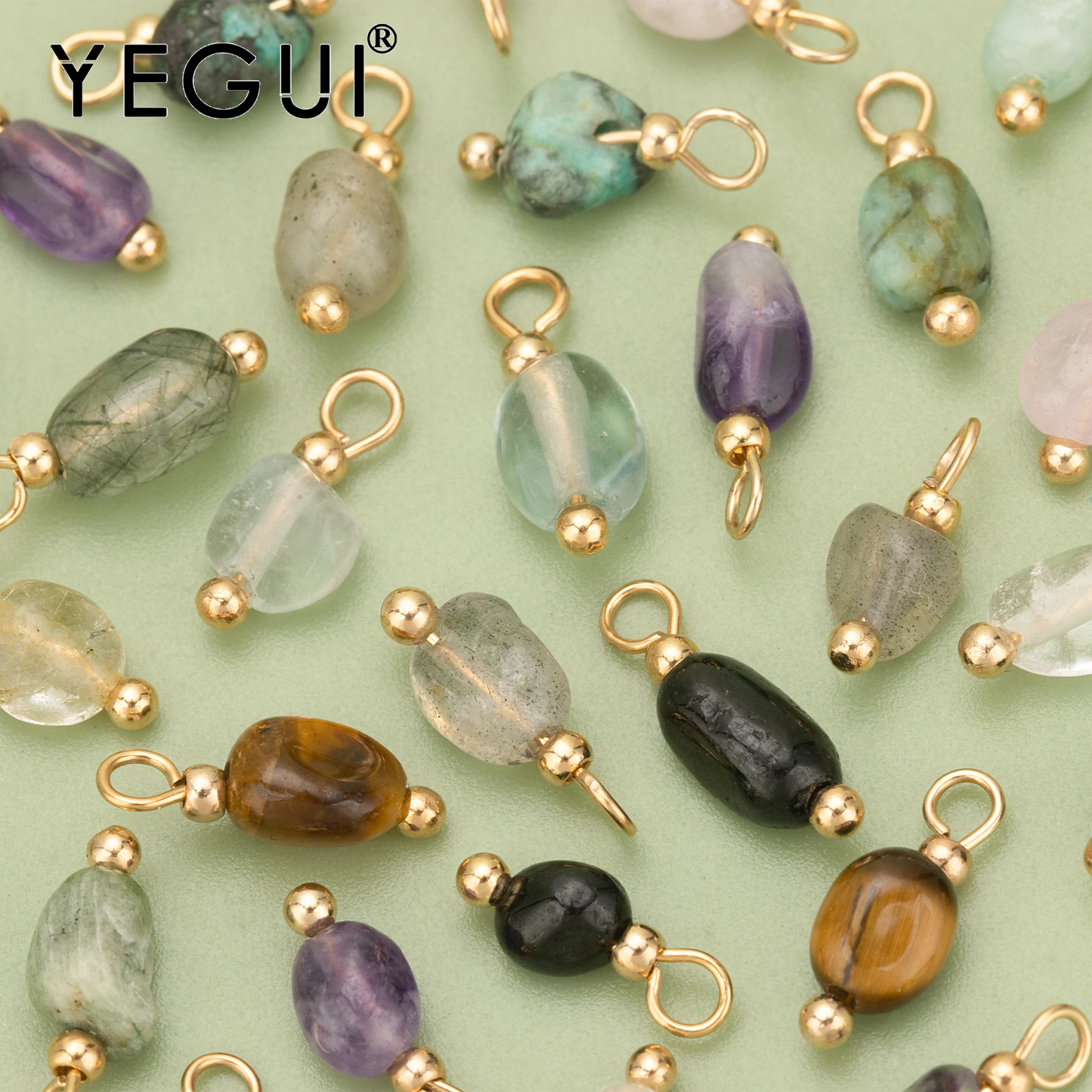 YEGUI C324S, akcesoria jubilerskie, kamień naturalny, pozłacane 18k, miedź, ręcznie robione, tworzenie biżuterii, wisiorki, wisiorki diy, 20 sztuk/partia