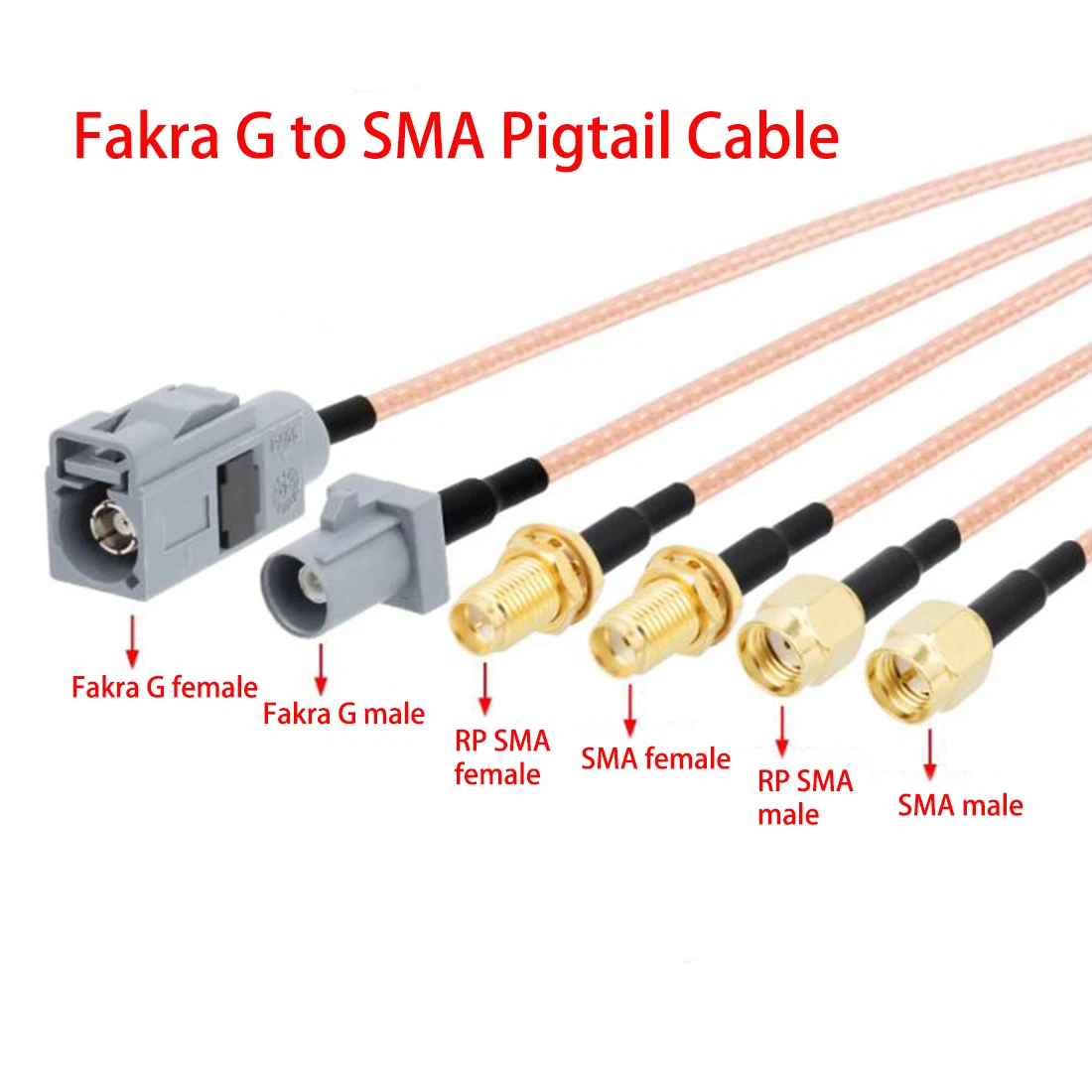 1PC Fakra G Male Female Grey Color To SMA Plug Jack Jumper Cable RG316 15cm /30cm/50cm/100cm Wholesale NEW