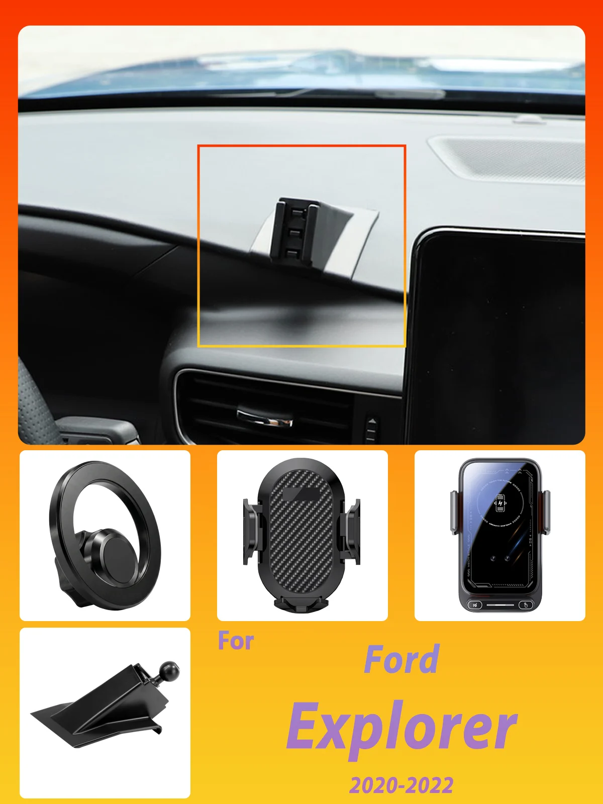 Entwickelt für Ford Explorer 2020 2021 2022: Magnetische Handyhalterung mit intelligenter Sensorik, kabelloser Ladefunktion und Ein-Klick-Freigabe – Detail 1