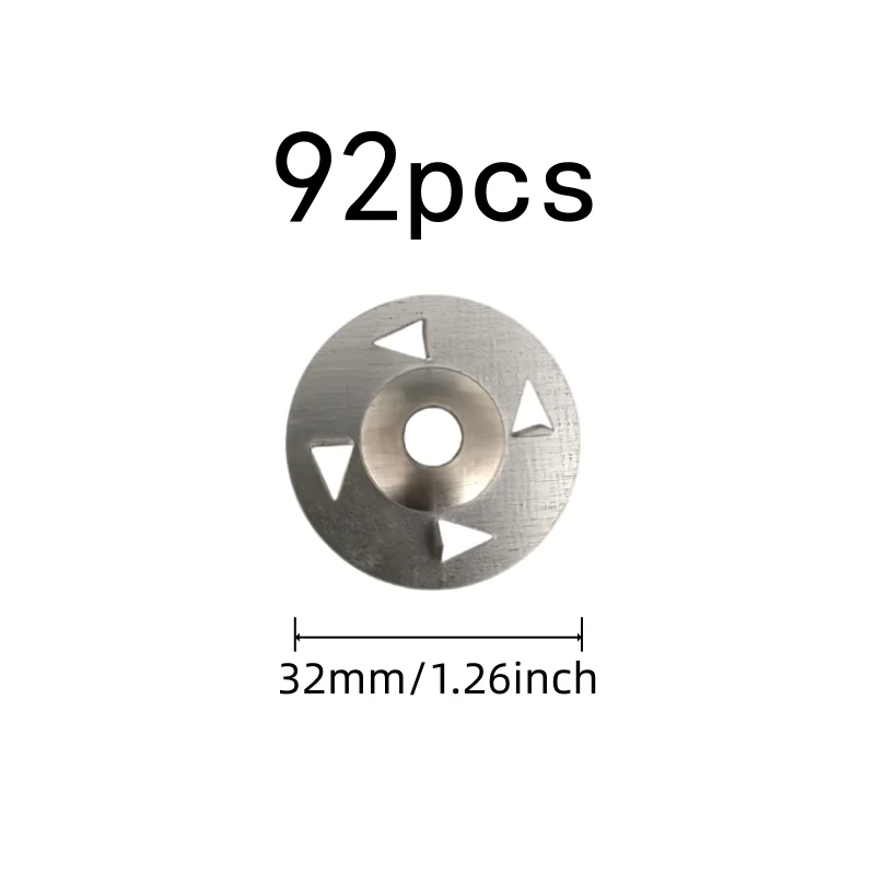 92 pcs 32mm Four Claw Washers, Flat Stable Base, Floor Tile Installation Gypsum Board Fixing, Durable Iron Material