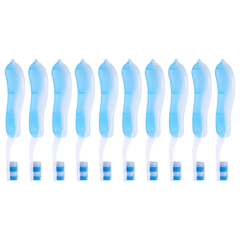 20/10 pcs Folding Travel Toothbrush Bristle Portable Travel Trip Camping Light Blue Camping Hiking Outdoor Teethbrush