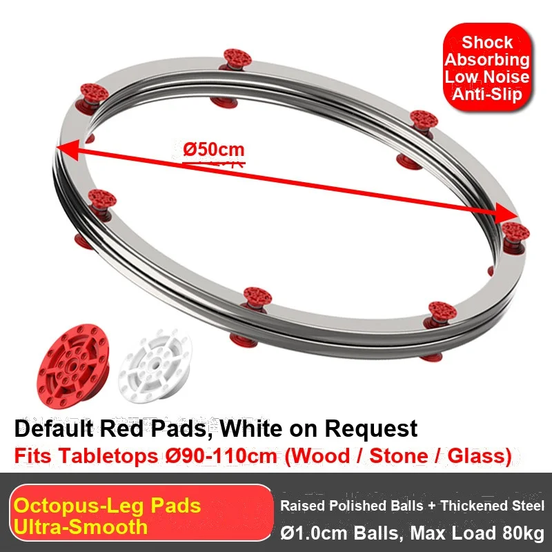 Stable Double Ring Structure Lazy Susan Turntable Bearing Base Rotating Stainless Steel Anti Slip for Glass Wood Marble Table