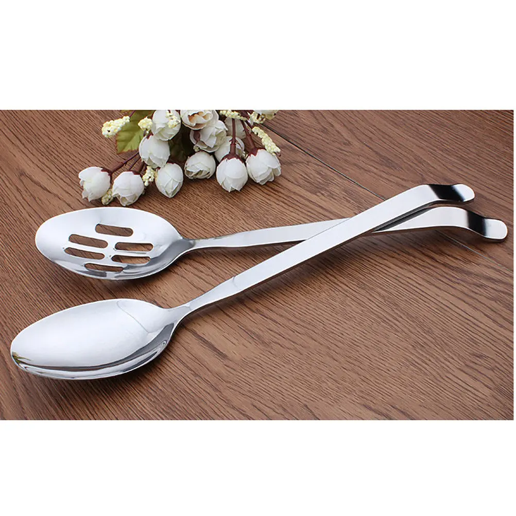 4 pcs Stainless Steel Serving Spoon Set 28X5.8Cm Long Handle Rustproof Food Distribute Spoon For Dry Food Portion